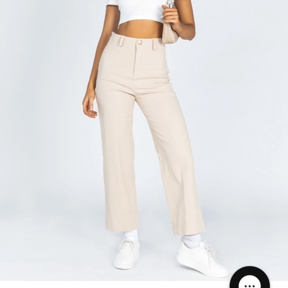 Princess Polly Carter Beige High Rise Straight Leg Pants 4 - Picture 6 of 10